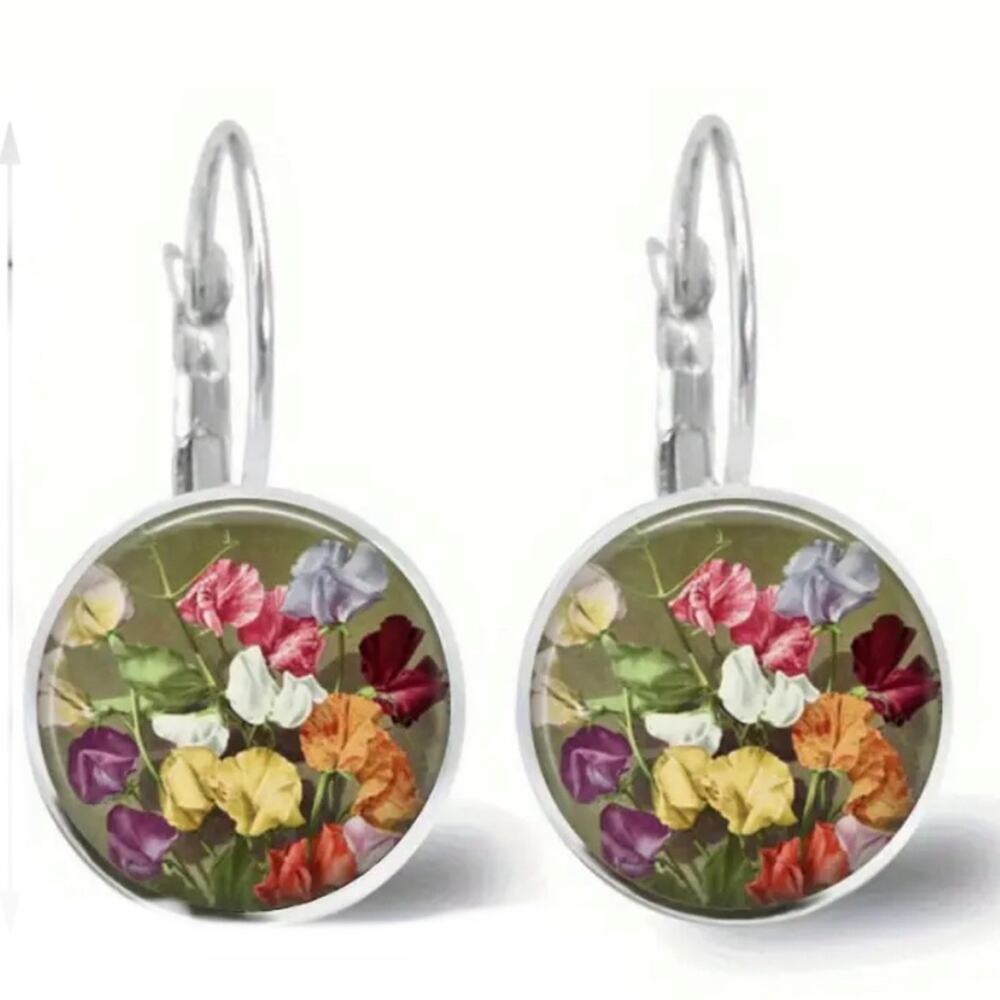 Floral Silver Drop Earrings
